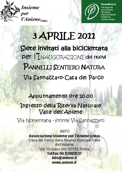 3 Aprile 2011 Biciclettata nella Riserva