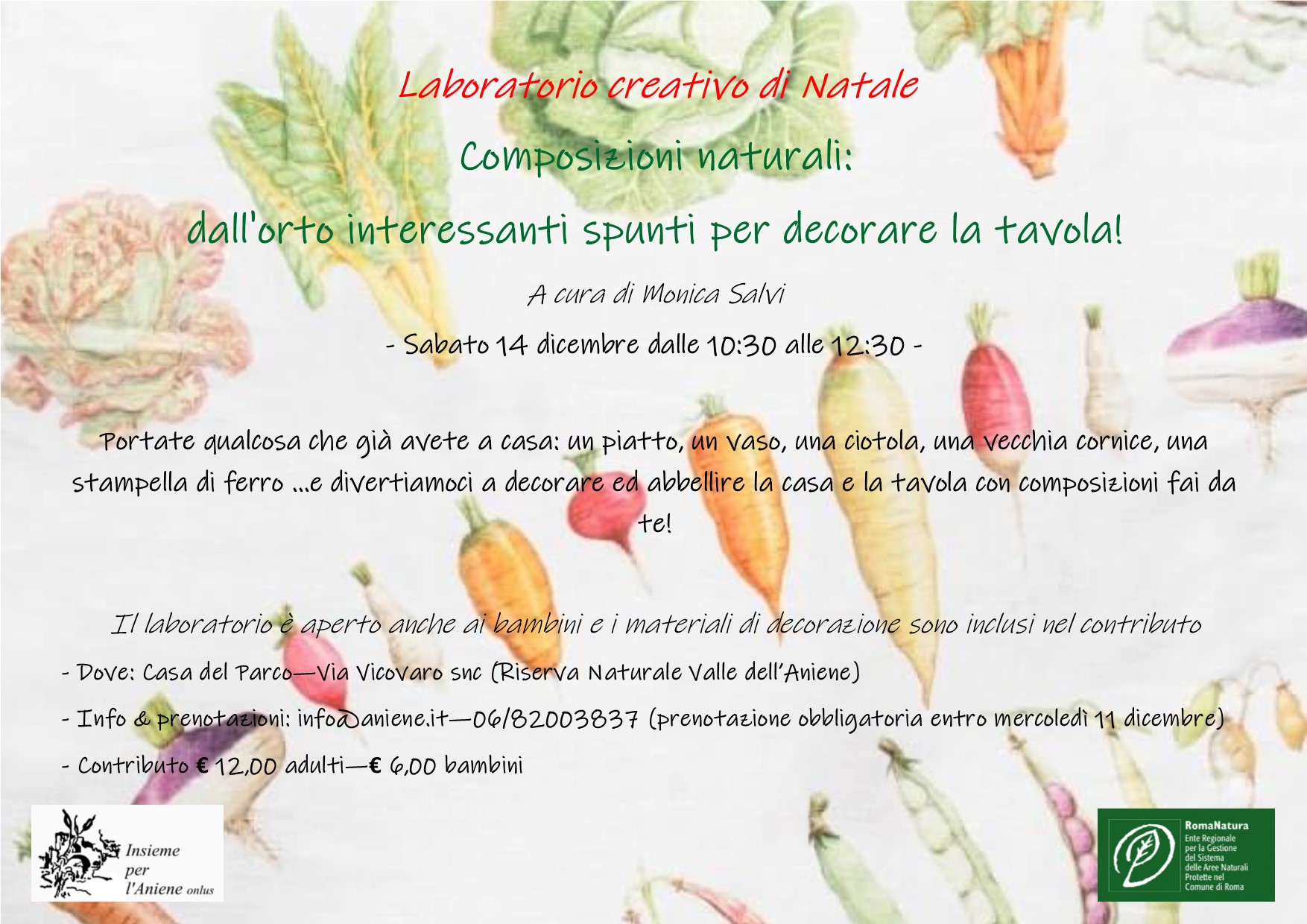 Laboratorio creativo di Natale: dall'orto alla tavola!